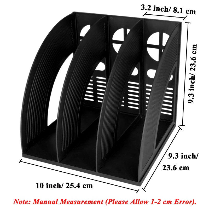 SAYEEC Magazine Holder Sturdy Binder Holder Desk File Sorter Plastic File Folder Organizer Stand Book Shelf Dividers Vertical Storage Rack Desktop Bookshelf Display Box for Office School Home (Black) - Image 2